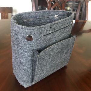 Grey wool felt purse organizer.